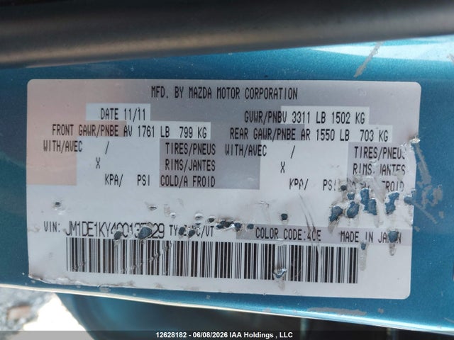 Aukcja sprzedaży 2012 Mazda Mazda2, vin: JM1DE1KY4C0137829, numer aukcji: 12628182