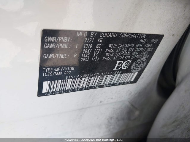 Subaru Ascent 2021 4S4WMAPD4M3417568 Image 20