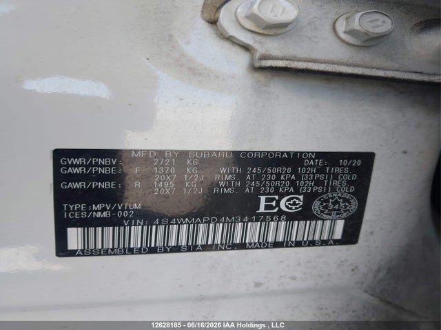 Subaru Ascent 2021 4S4WMAPD4M3417568 Image 9