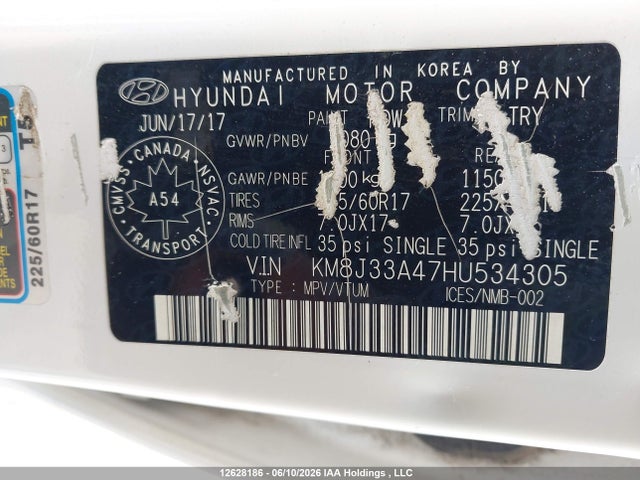 KM8J33A47HU534305 Hyundai TUCSON SE