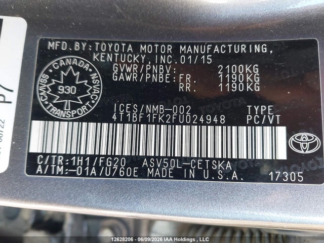 4T1BF1FK2FU024948 Toyota Camry