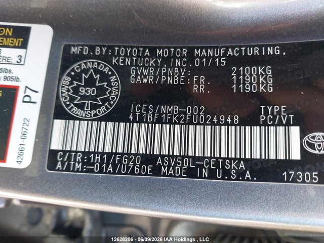 4T1BF1FK2FU024948 Toyota Camry