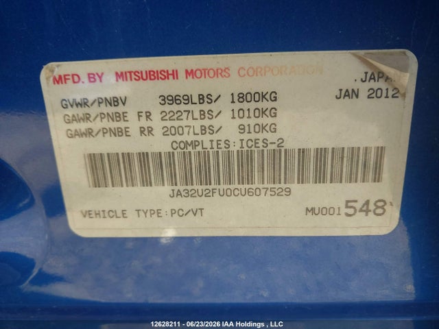 Aukcja sprzedaży 2012 Mitsubishi Lancer Se, vin: JA32U2FU0CU607529, numer aukcji: 12628211