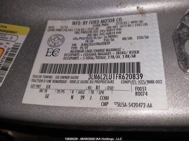 3LN6L2LU1FR620839 Lincoln MKZ HYBRID