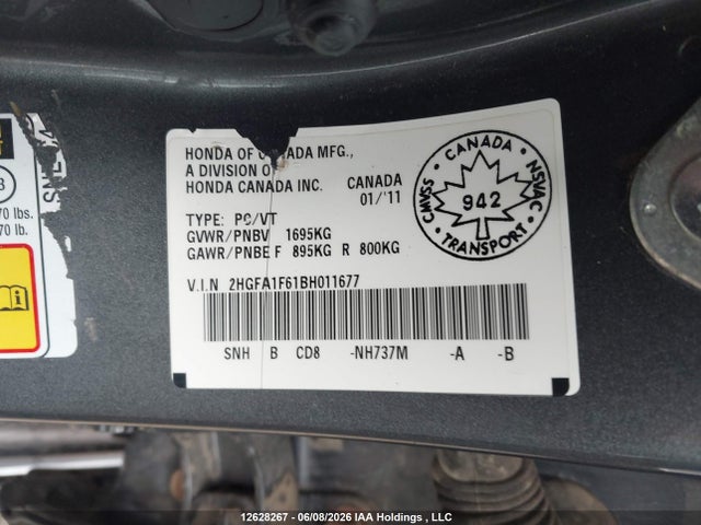 Продажа на аукционе авто 2011 Honda Civic Lx-s, vin: 2HGFA1F61BH011677, номер лота: 12628267