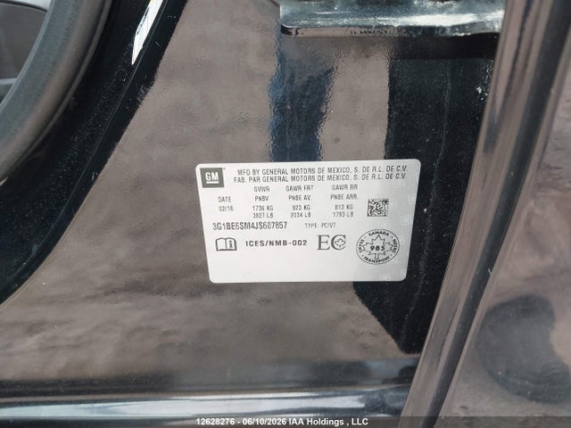 2018 Chevrolet Cruze Lt მანქანა იყიდება აუქციონზე, vin: 3G1BE6SM4JS607857, აუქციონის ნომერი: 12628276