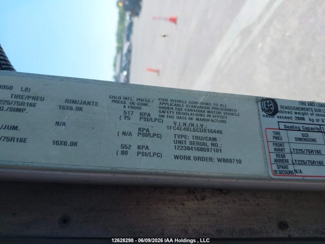 12628298 :رقم المزاد ، 1FC4E4KL6CDB16446 vin ، 2012 Ford Econoline مزاد بيع