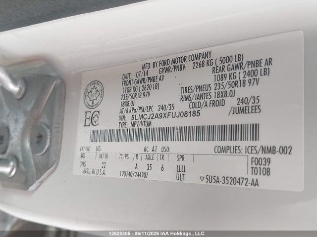 Lincoln MKC 2015 5LMCJ2A9XFUJ08185 Image 9