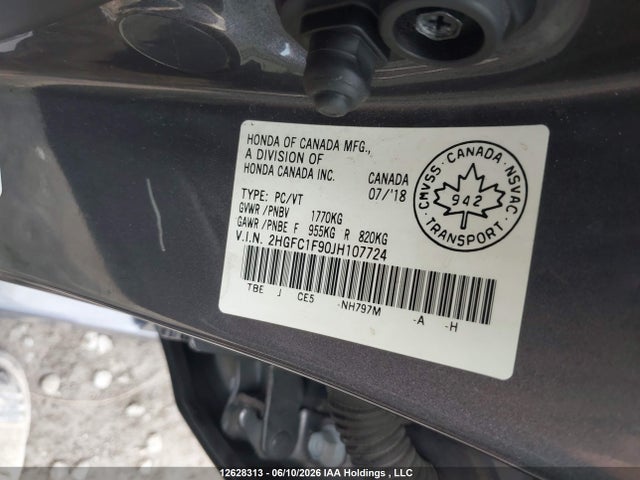 Продаж на аукціоні авто 2018 Honda Civic Touring, vin: 2HGFC1F90JH107724, номер лоту: 12628313