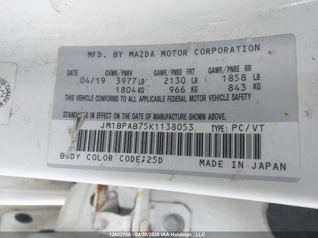 Продаж на аукціоні авто 2019 Mazda Mazda3 Gx, vin: JM1BPAB75K1138053, номер лоту: 12602706