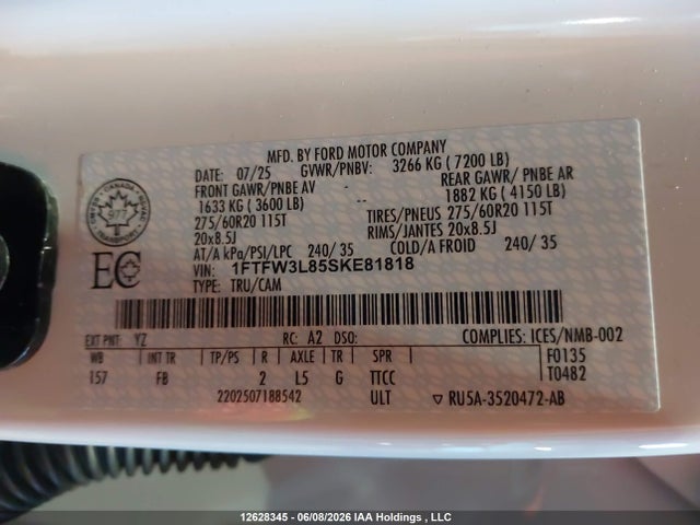 1FTFW3L85SKE81818 Ford F-150 Xlt
