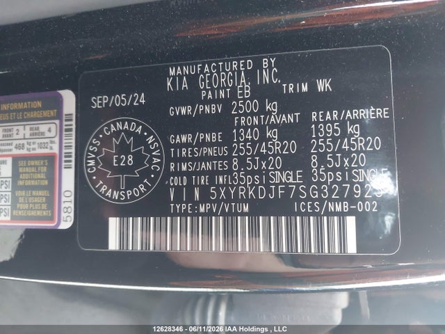 Aukcja sprzedaży 2025 Kia Sorento Sx/x-line Sx/x-line Sx Prestige/x-pro Sx Prestige, vin: 5XYRKDJF7SG327925, numer aukcji: 12628346