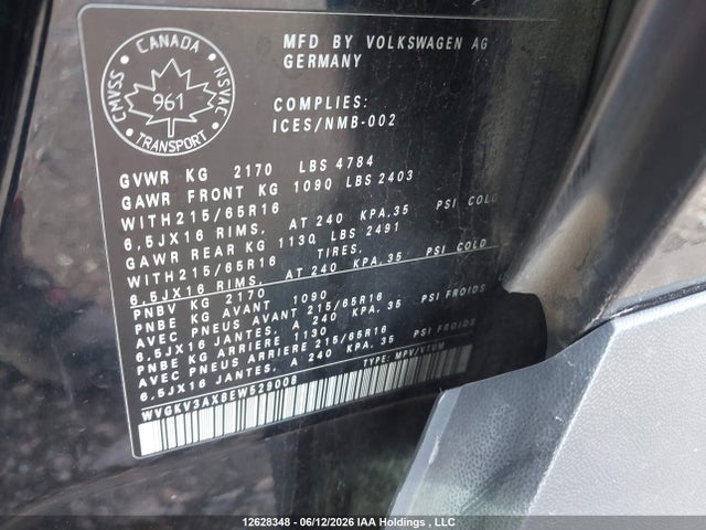 WVGKV3AX8EW529008 Volkswagen TIGUAN S