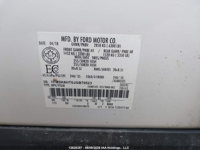 Ford Explorer Platinum 2018 1FM5K8HT0JGB70523 Image 9