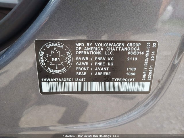 1VWAN7A3XEC113447 Volkswagen Passat