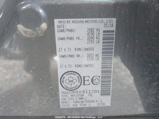 Продаж на аукціоні авто 2018 Nissan Rogue S/sv, vin: 5N1AT2MT8JC811701, номер лоту: 12628370