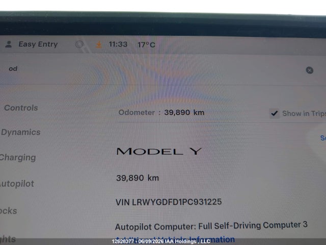LRWYGDFD1PC931225 Tesla Model Y