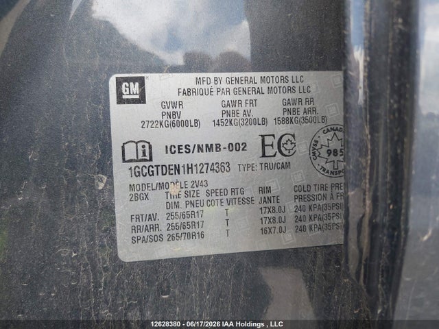 2017 Chevrolet Colorado Z71 მანქანა იყიდება აუქციონზე, vin: 1GCGTDEN1H1274363, აუქციონის ნომერი: 12628380
