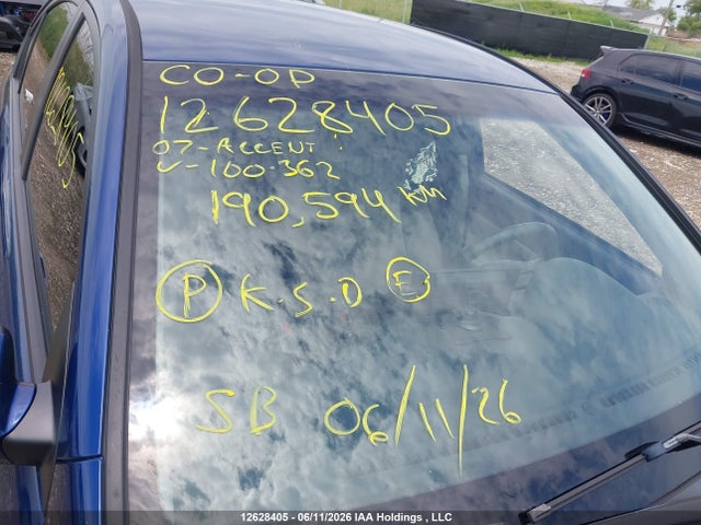 Aukcja sprzedaży 2007 Hyundai Accent Gls, vin: KMHCN45C77U100362, numer aukcji: 12628405