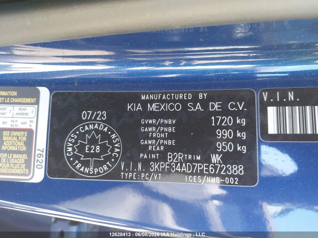 Продажа на аукционе авто 2023 Kia Forte Ex/ex Premium/ex+/gt-line, vin: 3KPF34AD7PE672388, номер лота: 12628413