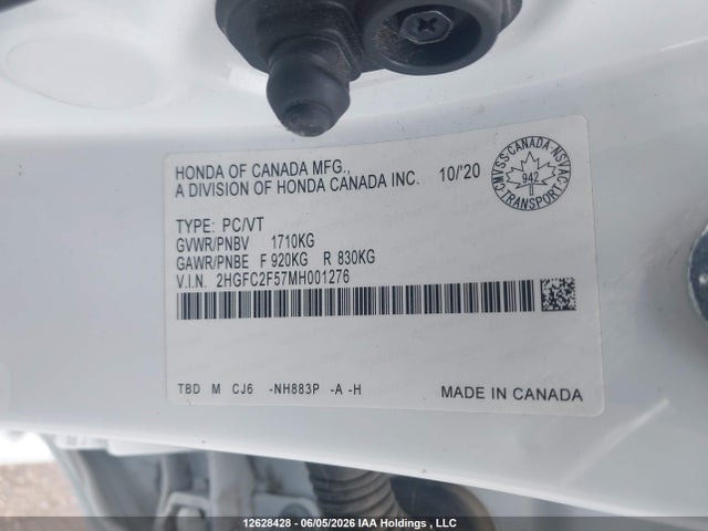 Honda Civic Lx 2021 2HGFC2F57MH001276 Image 9