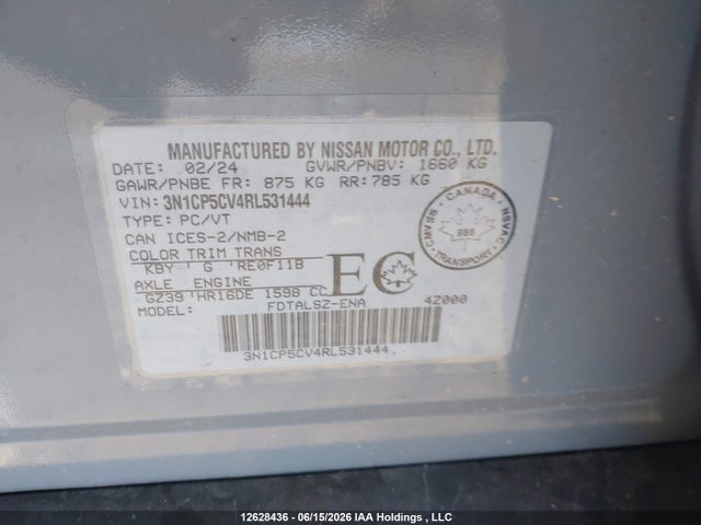 Продаж на аукціоні авто 2024 Nissan Kicks, vin: 3N1CP5CV4RL531444, номер лоту: 12628436
