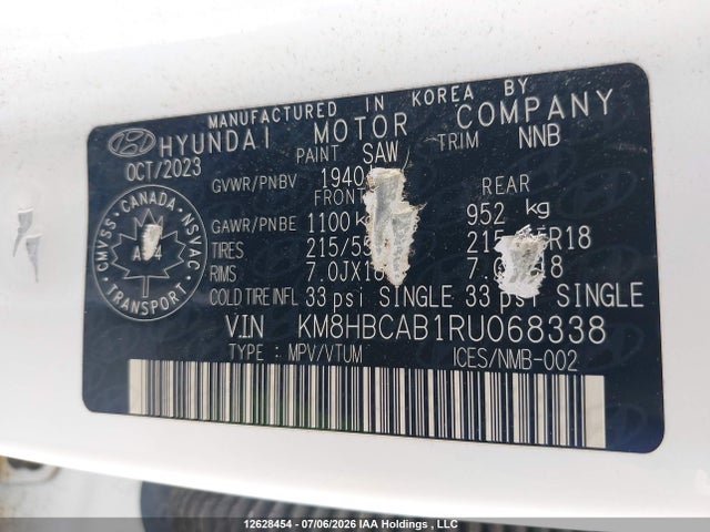 Aukcja sprzedaży 2024 Hyundai Kona 2.0l Preferred, vin: KM8HBCAB1RU068338, numer aukcji: 12628454