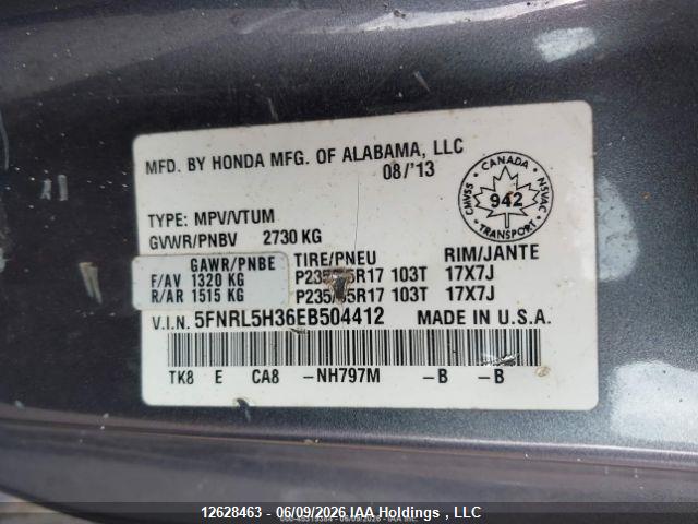 Продаж на аукціоні авто 2014 Honda Odyssey Se, vin: 5FNRL5H36EB504412, номер лоту: 12628463
