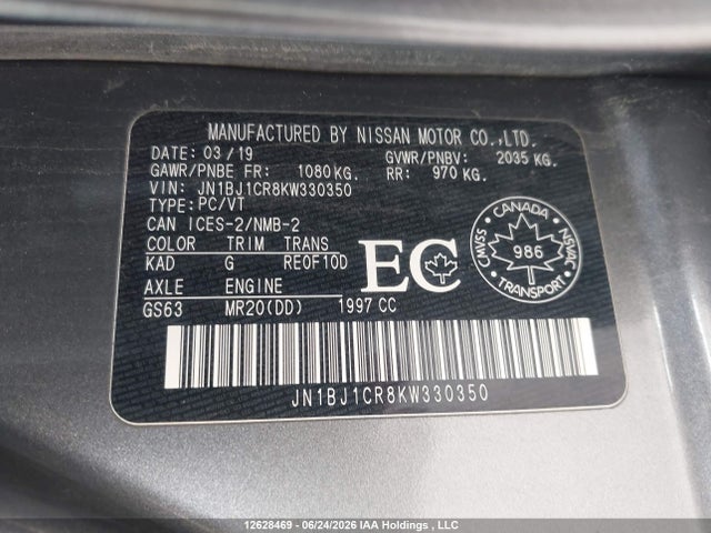Продаж на аукціоні авто 2019 Nissan Qashqai S/sl/sv, vin: JN1BJ1CR8KW330350, номер лоту: 12628469