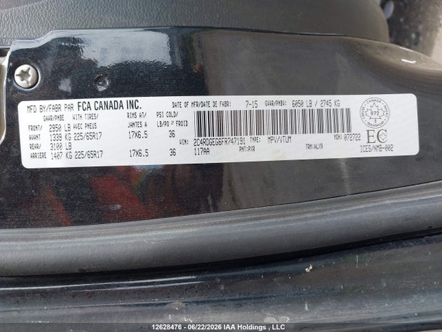 Продажа на аукционе авто 2015 Dodge Grand Caravan R/t, vin: 2C4RDGEG6FR747191, номер лота: 12628476