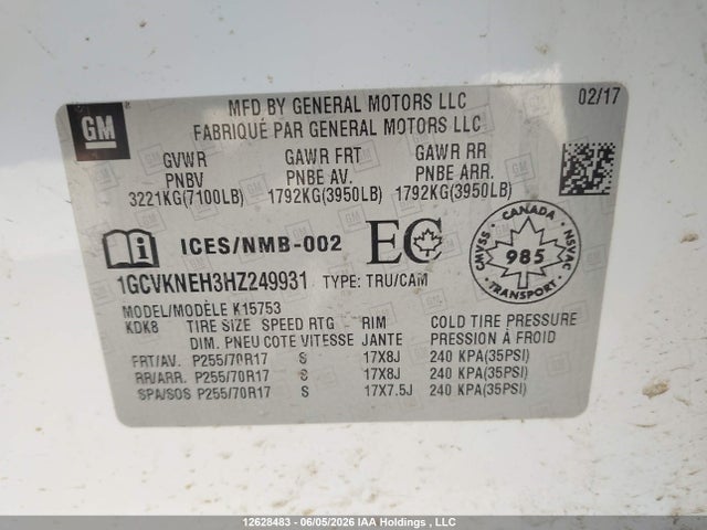 Aukcja sprzedaży 2017 Chevrolet Silverado K1500/k1500 Ls, vin: 1GCVKNEH3HZ249931, numer aukcji: 12628483