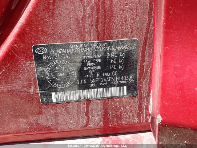 Продаж на аукціоні авто 2015 Hyundai Sonata Gl, vin: 5NPE24AF5FH140339, номер лоту: 12628507