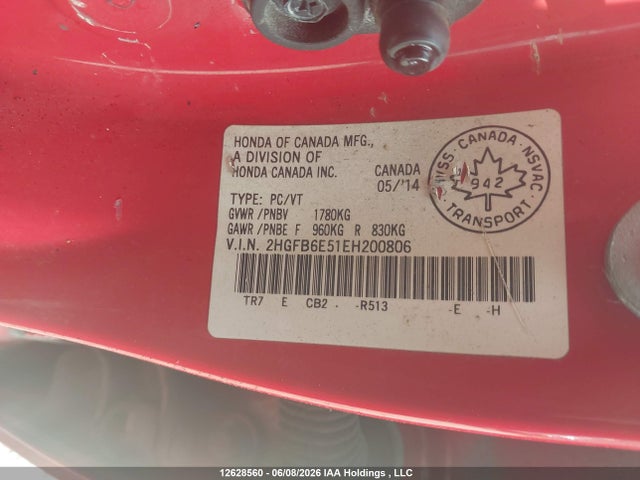 2HGFB6E51EH200806 Honda Civic Si Si