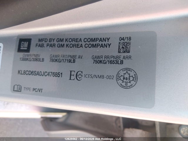 Chevrolet SPARK 1LT 2018 KL8CD6SA0JC476851 Image 9