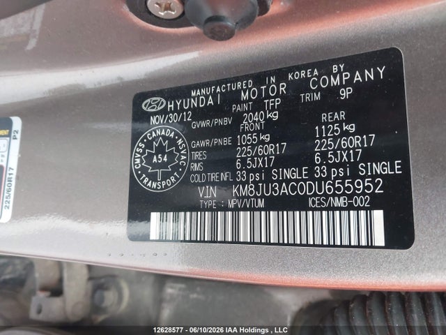 Продажа на аукционе авто 2013 Hyundai Tucson, vin: KM8JU3AC0DU655952, номер лота: 12628577