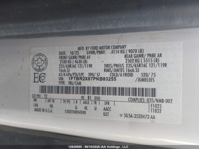 Ford Transit T-250 2023 1FTBR2X87PKB83255 Image 9