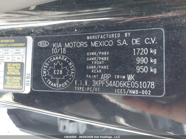 3KPF54AD6KE051078 KIA Forte Ex/ex Limited/ex Premium/ex+