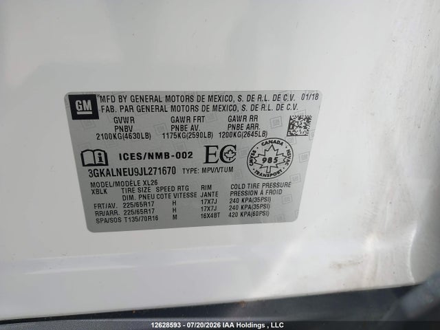 Продажа на аукционе авто 2018 Gmc Terrain Sle Diesel, vin: 3GKALNEU9JL271670, номер лота: 12628593