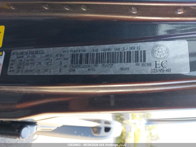 12628603 :رقم المزاد ، 1C4HJXDNXJW220341 vin ، 2018 Jeep Wrangler Unlimited Sport مزاد بيع