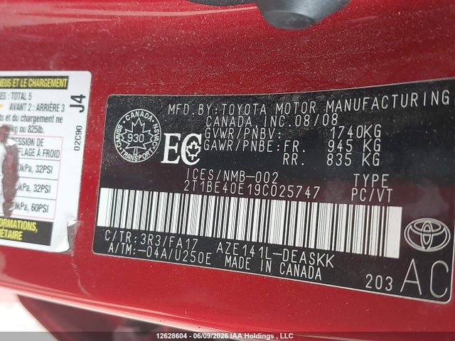 Aukcja sprzedaży 2009 Toyota Corolla Xrs Xrs, vin: 2T1BE40E19C025747, numer aukcji: 12628604