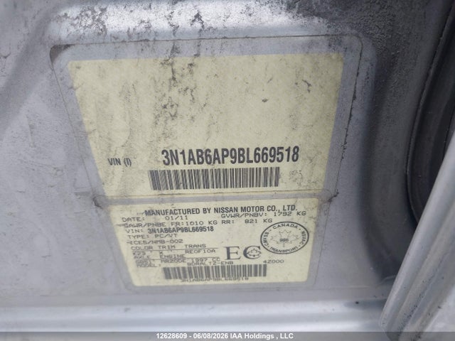 Aukcja sprzedaży 2011 Nissan Sentra 2.0s, vin: 3N1AB6AP9BL669518, numer aukcji: 12628609