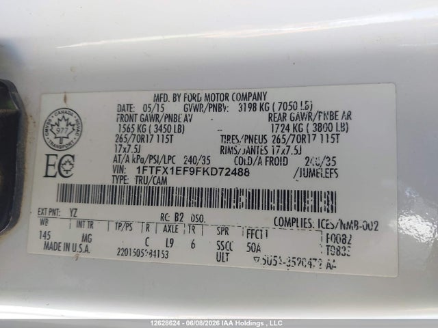 Ford F150 Super Cab 2015 1FTFX1EF9FKD72488 Image 9