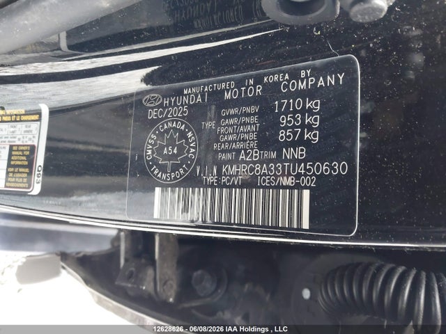 Auction sale of the 2026 Hyundai Venue Sel, vin: KMHRC8A33TU450630, lot number: 12628626