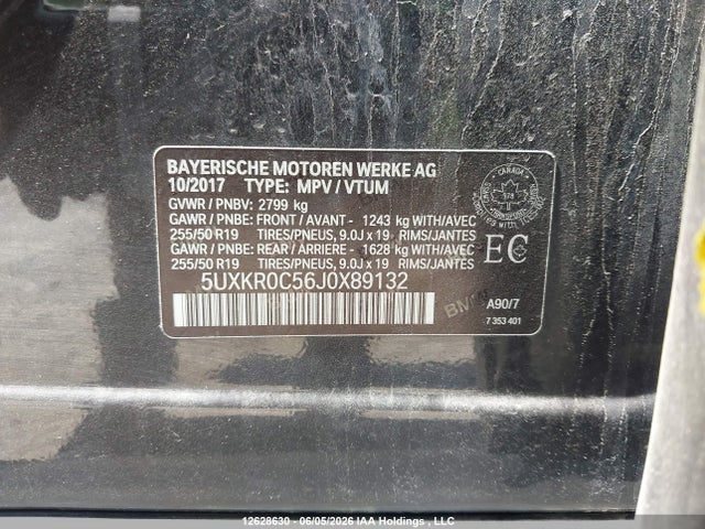 12628630 :رقم المزاد ، 5UXKR0C56J0X89132 vin ، 2018 Bmw X5 Xdrive35i مزاد بيع
