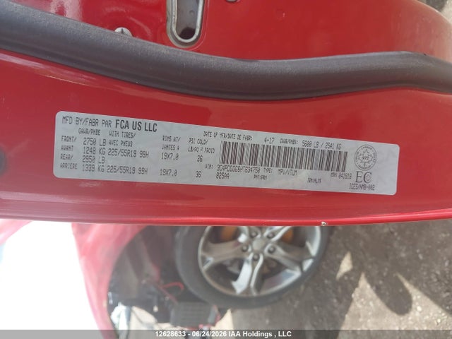 12628633 :رقم المزاد ، 3C4PDDGG6HT634750 vin ، 2017 Dodge Journey مزاد بيع