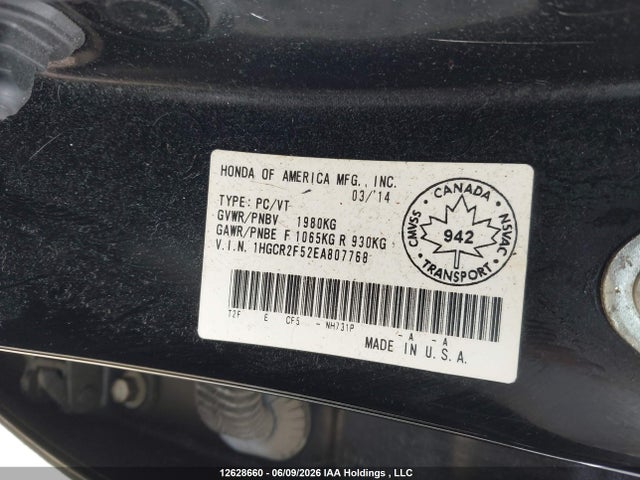 Продаж на аукціоні авто 2014 Honda Accord Sport, vin: 1HGCR2F52EA807768, номер лоту: 12628660