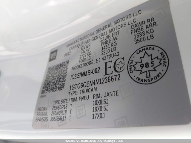 GMC Canyon Elevation 2022 1GTG6CEN4N1236672 Image 19