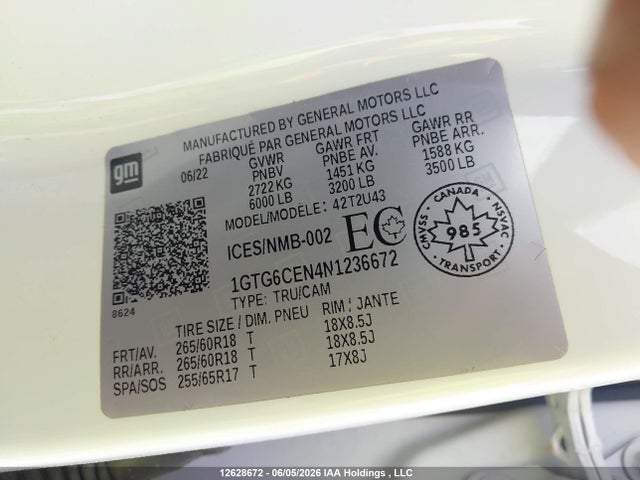 GMC Canyon Elevation 2022 1GTG6CEN4N1236672 Image 9