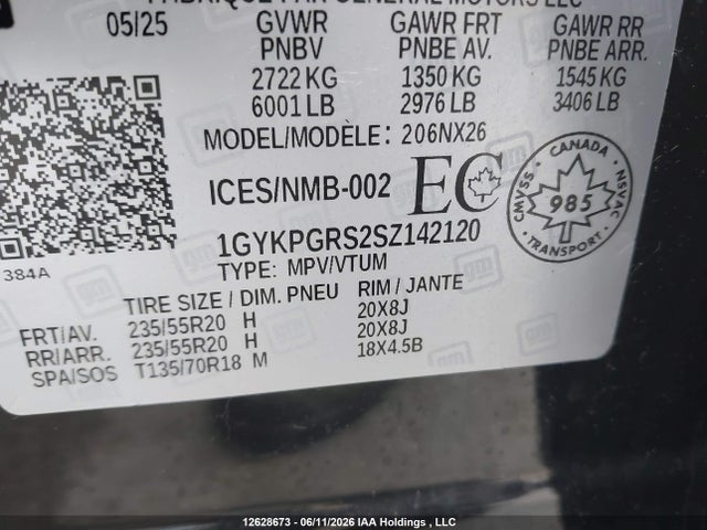 Auction sale of the 2025 Cadillac Xt6, vin: 1GYKPGRS2SZ142120, lot number: 12628673