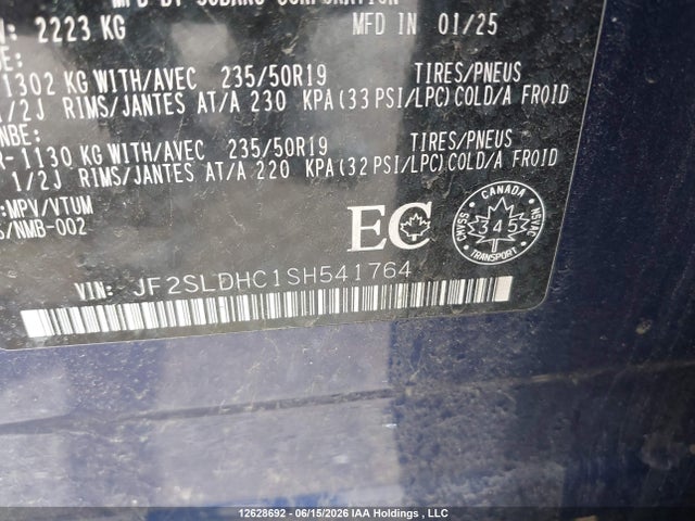12628692 :رقم المزاد ، JF2SLDHC1SH541764 vin ، 2025 Subaru Forester Sport مزاد بيع